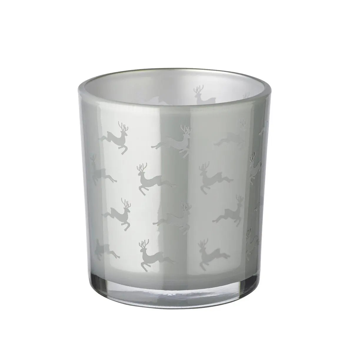 Lot de 2 verres à bougie Hiti (hauteur 8 cm, ø 7 cm), gris, lanterne avec motif rennes EDZARD-SHOP.com