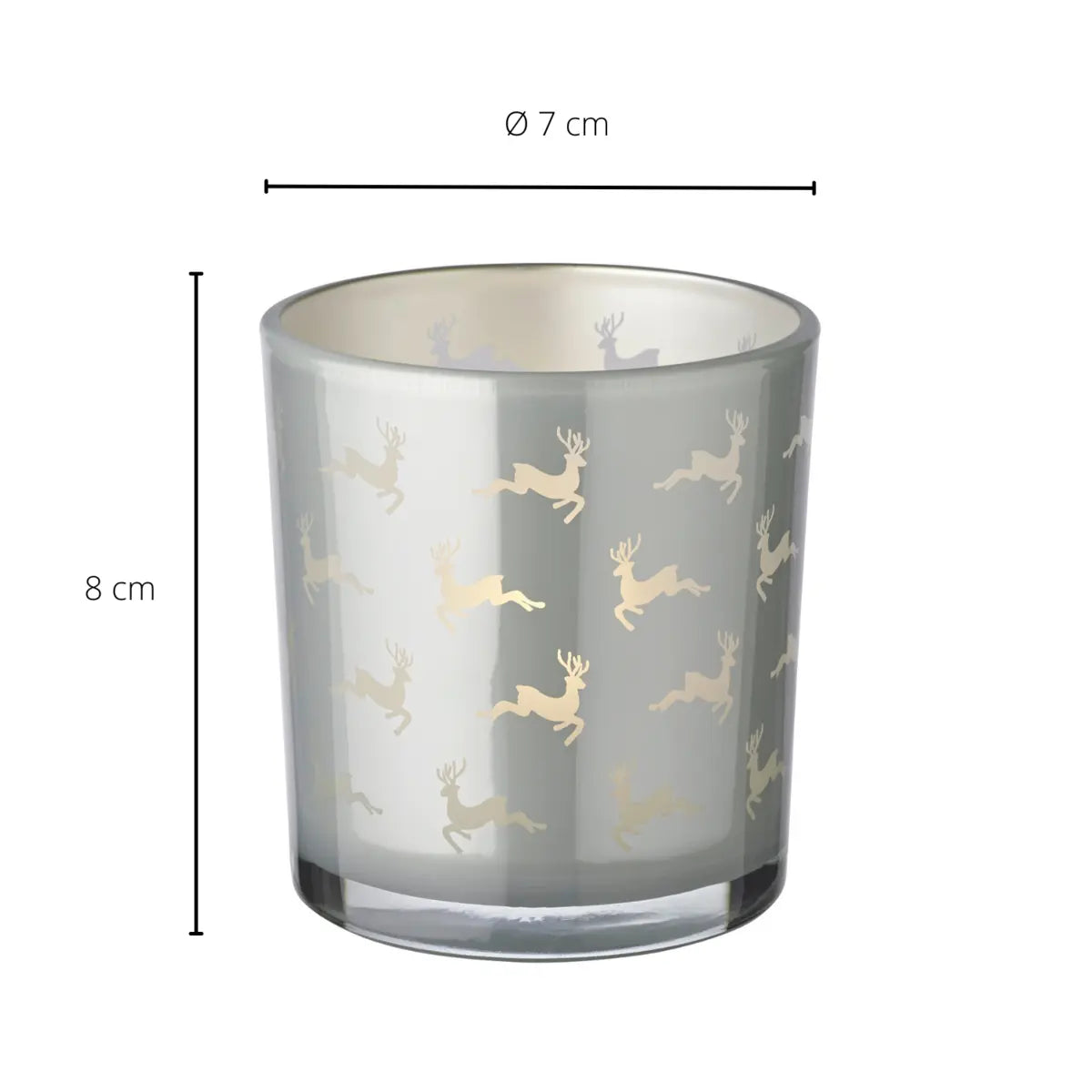 Lot de 2 verres à bougie Hiti (hauteur 8 cm, ø 7 cm), gris, lanterne avec motif rennes EDZARD-SHOP.com