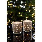 Lot de 2 verres à bougie Hiti (hauteur 8 cm, ø 7 cm), gris, lanterne avec motif rennes EDZARD-SHOP.com