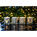 Lot de 2 verres à bougie Hiti (hauteur 8 cm, ø 7 cm), gris, lanterne avec motif rennes EDZARD-SHOP.com