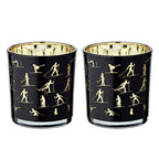 Lot de 2 verres à bougie Monty (hauteur 8 cm, ø 7,5 cm), lanterne avec motif ski, or/noir EDZARD-SHOP.com