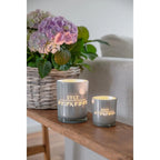 Lot de 2 verres à bougie Sylt (hauteur 8 cm, ø 7,5 cm) en gris, lanterne élégante aux coordonnées Sylt EDZARD-SHOP.com