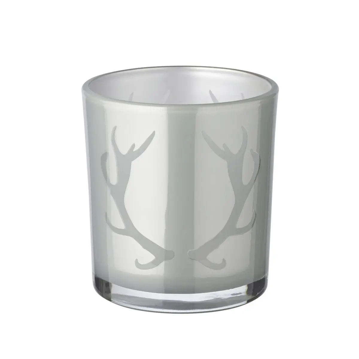 Lot de 2 verres à bougies chauffe-plat Ati (hauteur 8 cm, Ø 7 cm), gris, lanterne avec motif bois de cerf EDZARD-SHOP.com
