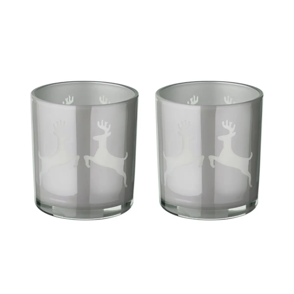 Lot de 2 verres à bougies chauffe-plat Loki (hauteur 8 cm) en gris EDZARD-SHOP.com