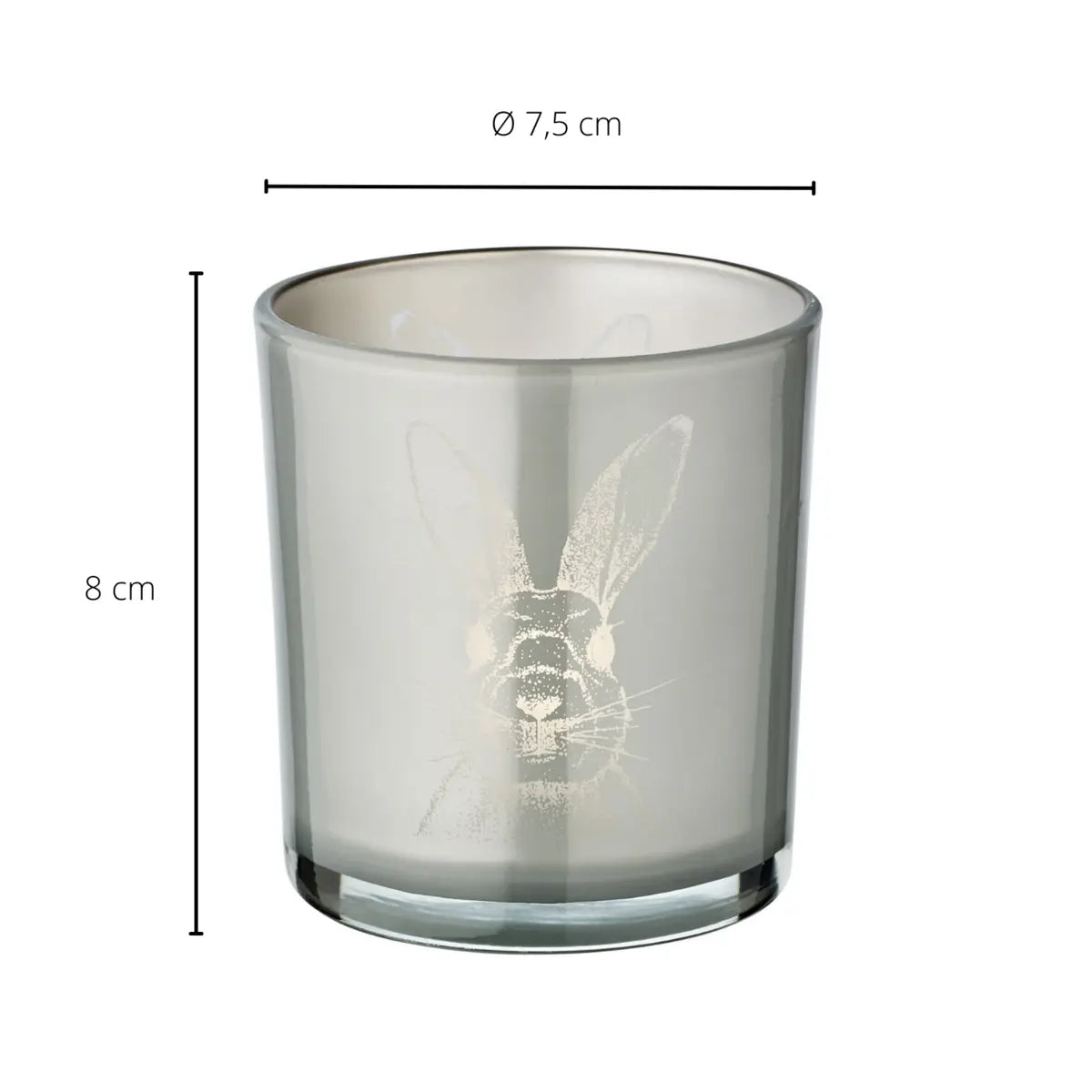 Lot de 2 verres à réchaud lapin (hauteur 8 cm, ø 7,5 cm), en gris, lanterne porte-bougie avec motif lapin EDZARD-SHOP.com