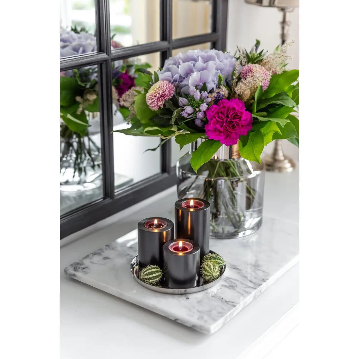 Lot de 3 bougies permanentes Cornelius (Ø 6cm, hauteurs 6/8/10 cm) noir, photophore résistant à la chaleur 90° EDZARD-SHOP.com