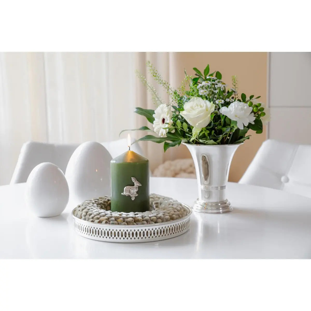 Lot de 4 piques bougies lapin (hauteur 4 cm), aluminium nickelé EDZARD-SHOP.com