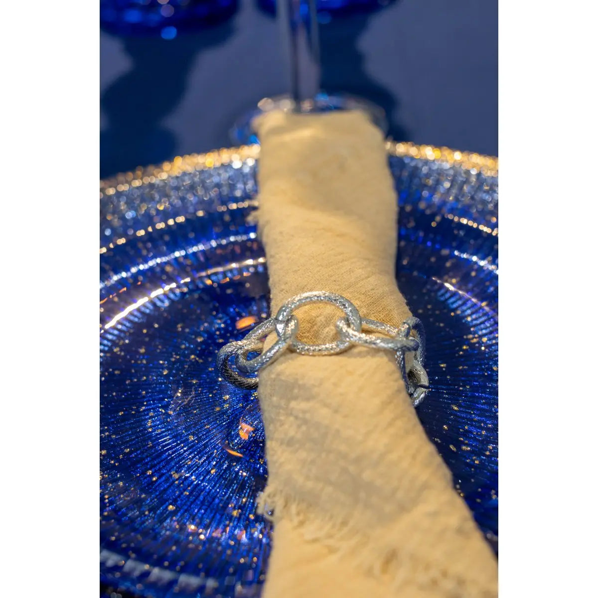 Lot de 4 ronds de serviette chaîne argent AULICA