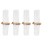 Lot de 4 ronds de serviette chaîne blanche et marron AULICA