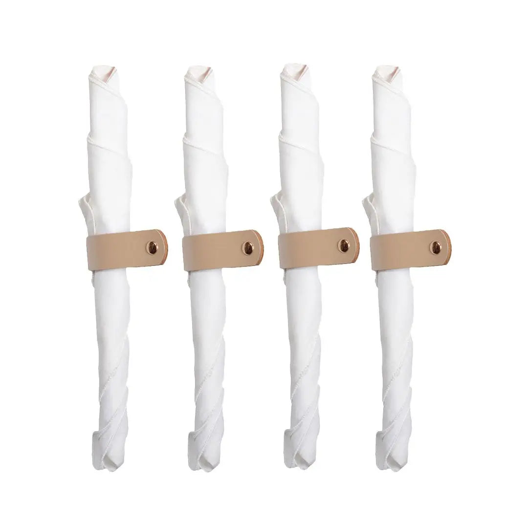 Lot de 4 ronds de serviette en simili cuir AULICA