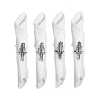 Lot de 4 ronds de serviettes argent casse noisette AULICA