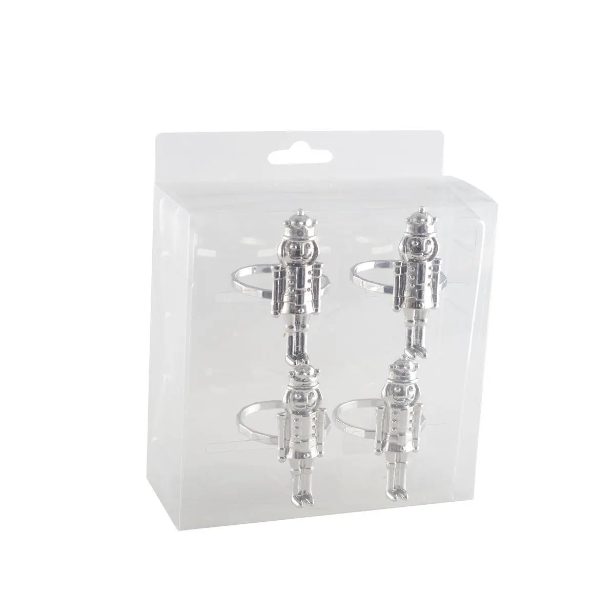 Lot de 4 ronds de serviettes argent casse noisette AULICA