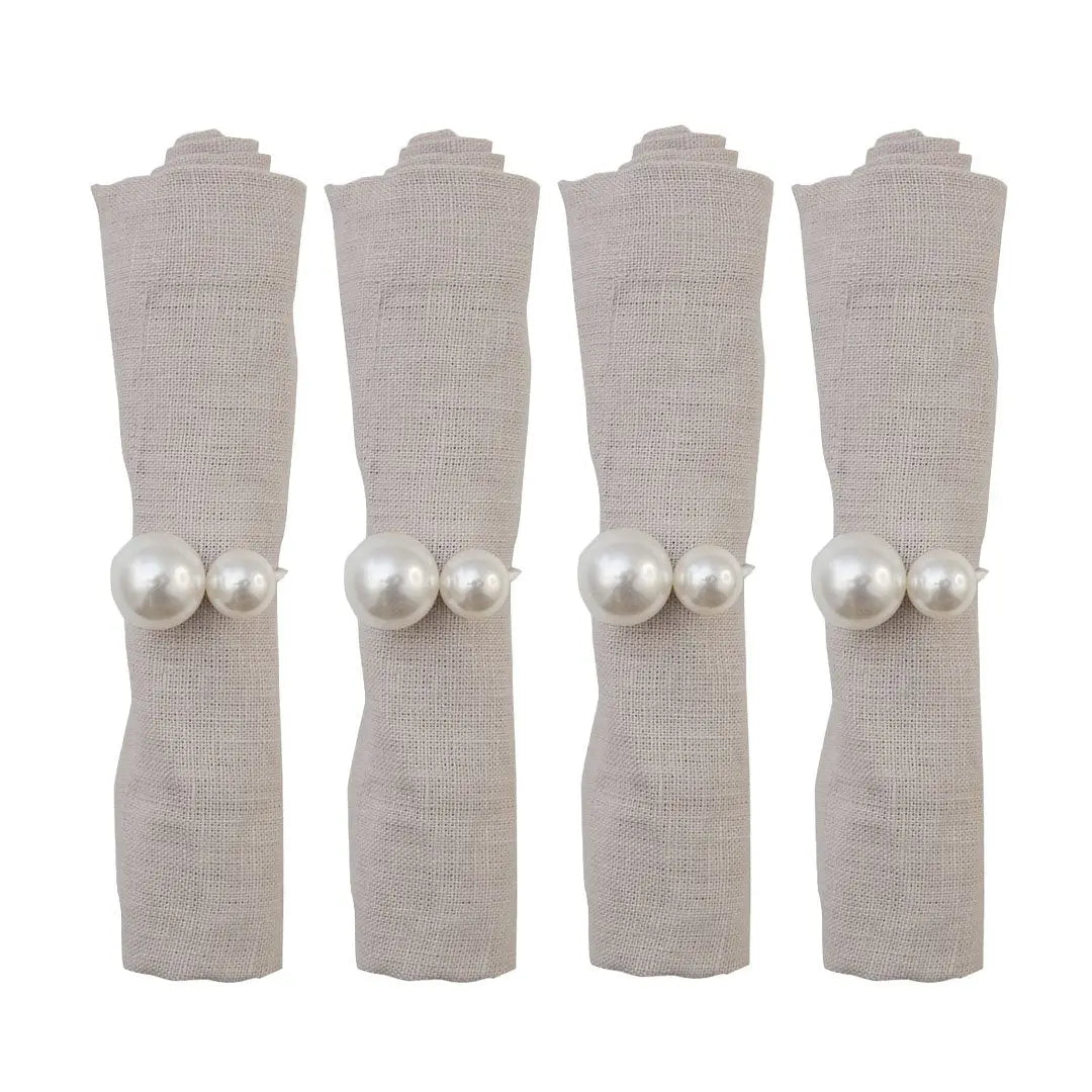Lot de 4 ronds de serviettes doubles perles AULICA