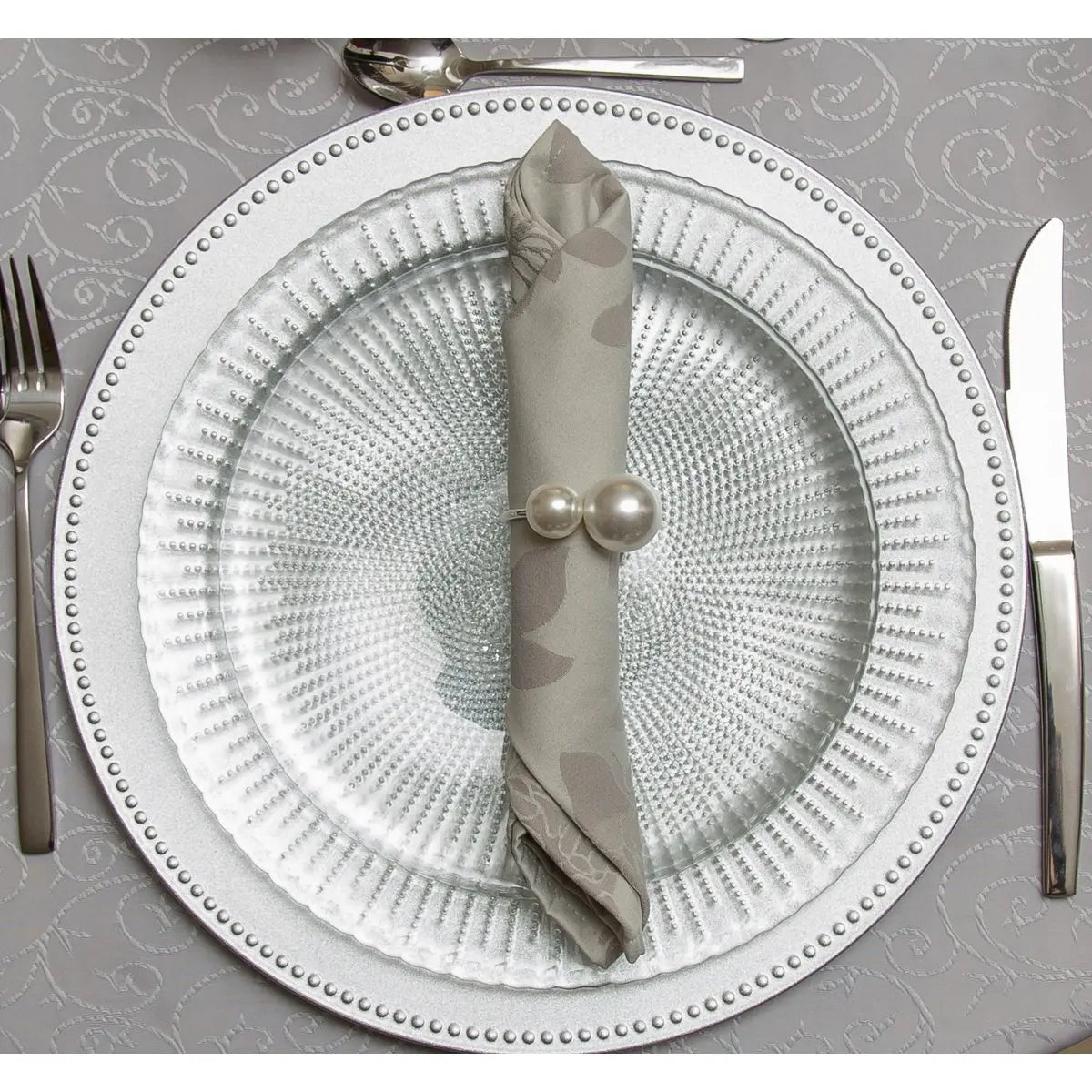 Lot de 4 ronds de serviettes doubles perles AULICA