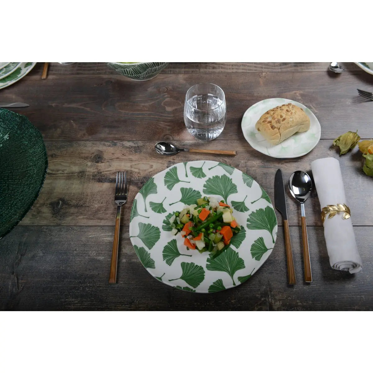 Lot de 4 ronds de serviettes feuilles AULICA