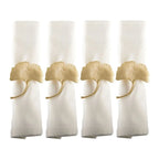 Lot de 4 ronds de serviettes ginkgos dorés AULICA