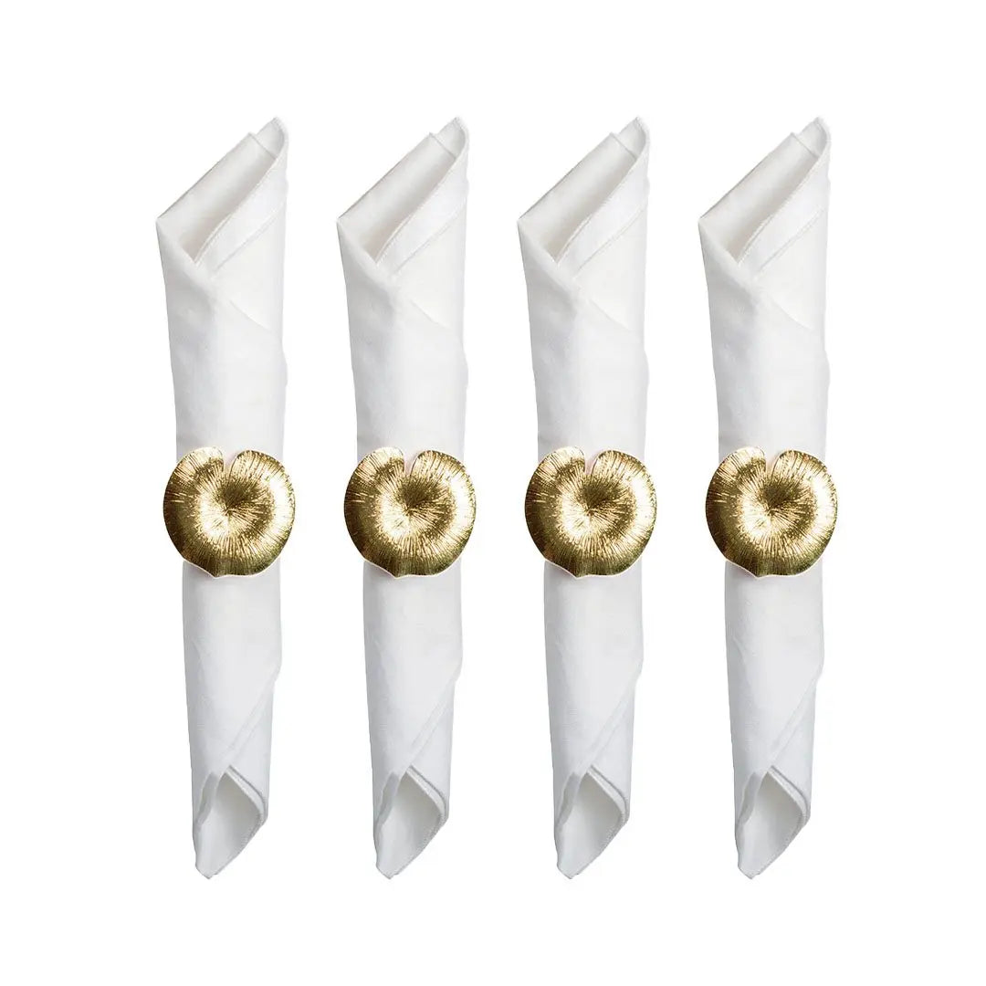 Lot de 4 ronds de serviettes nénuphars dorés AULICA