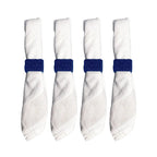 Lot de 4 ronds de serviettes rectangulaires perle bleus foncés AULICA