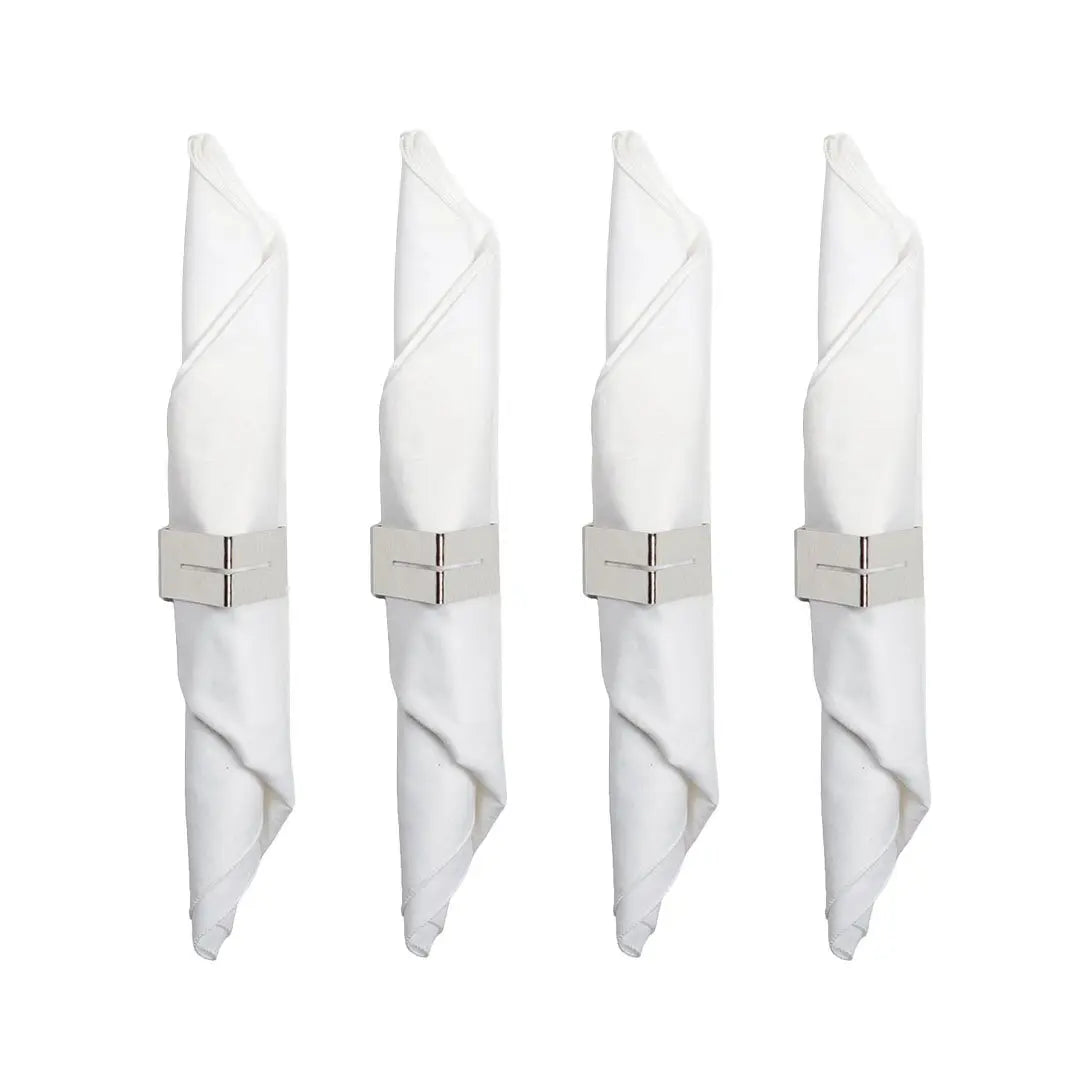 Lot de 4 ronds de serviettes triangle martelé argent AULICA