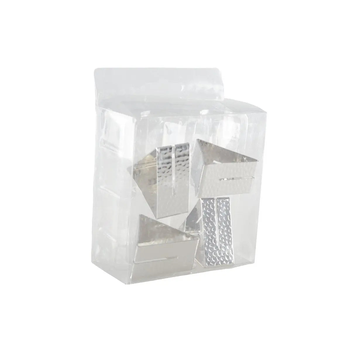 Lot de 4 ronds de serviettes triangle martelé argent AULICA