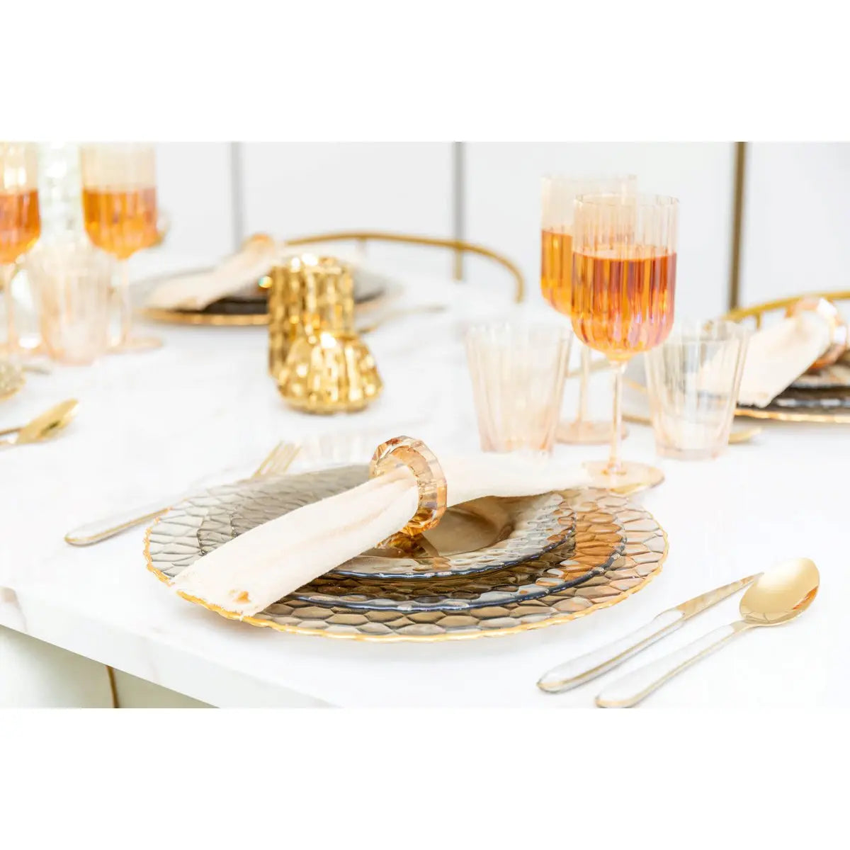 Lot de 6 ronds de serviettes en cristal ambré AULICA