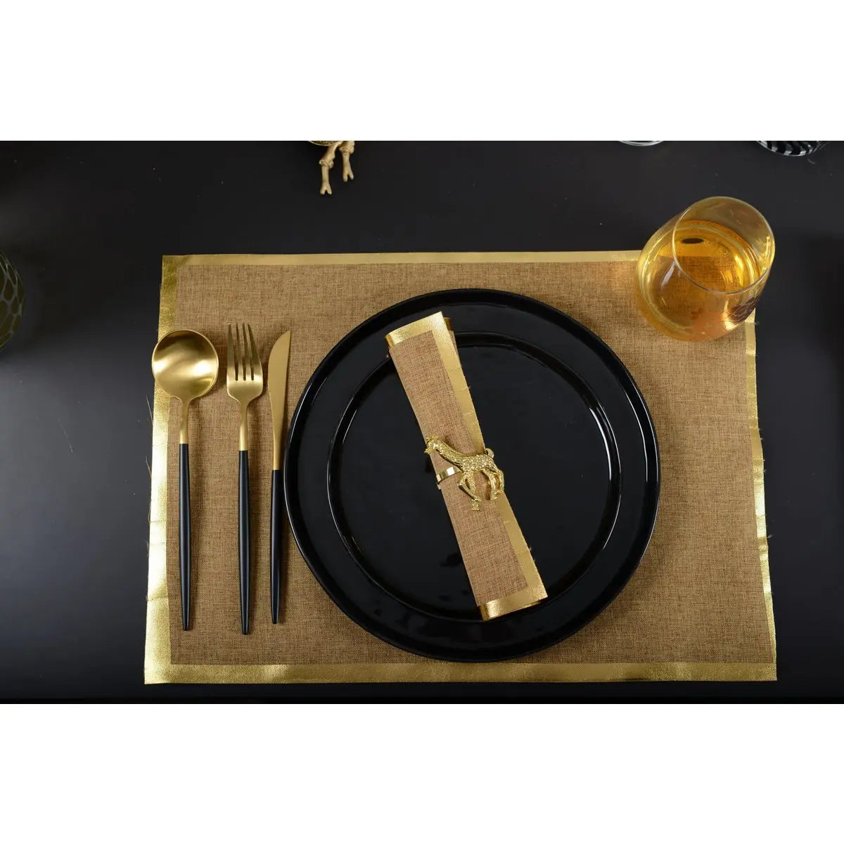 Ménagère 24 pièces dorée et noire AULICA