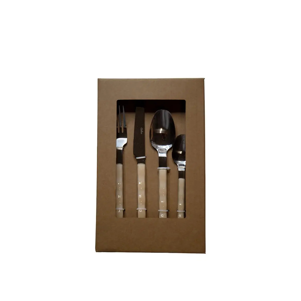 Ménagère 24 pièces en argent avec manche beige AULICA