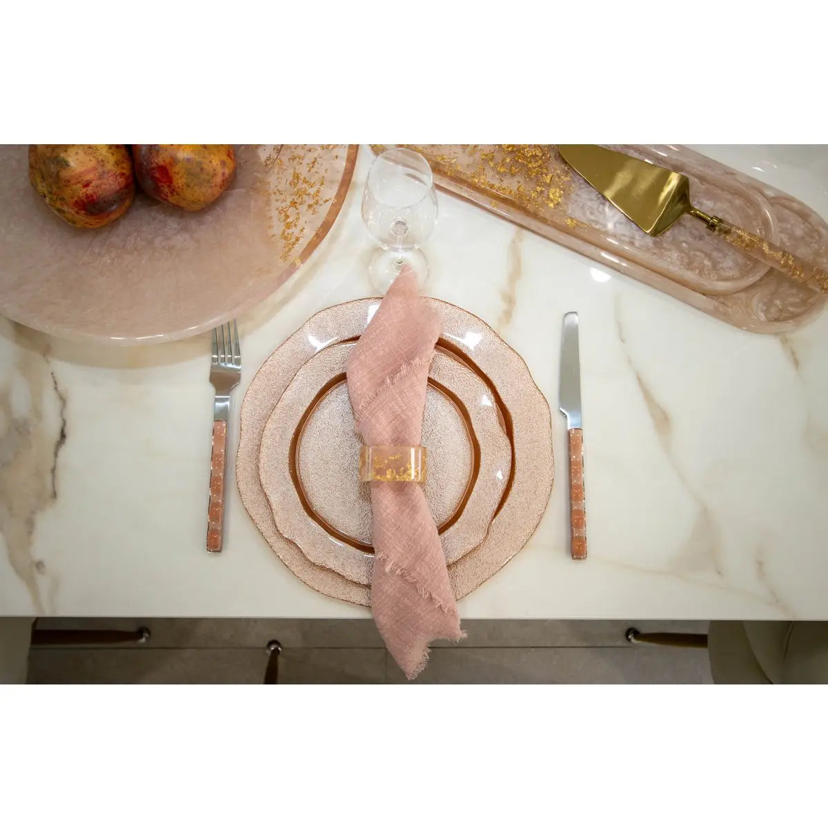 Ménagère 24 pièces en argent avec manche rose AULICA