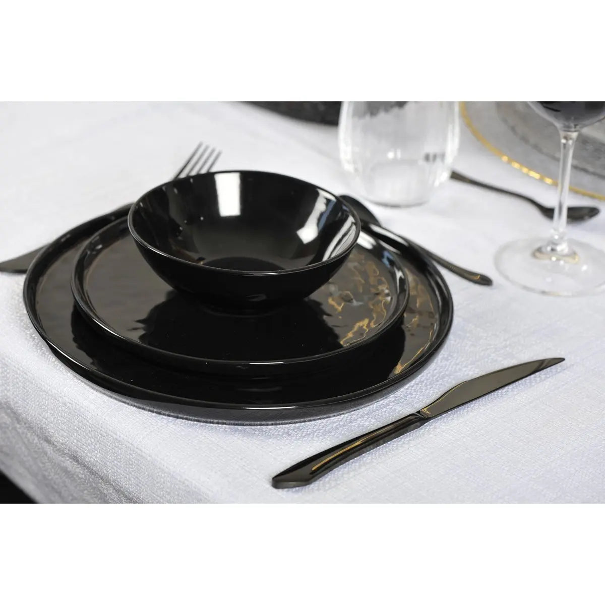 Ménagère 24 pièces noir brillant AULICA