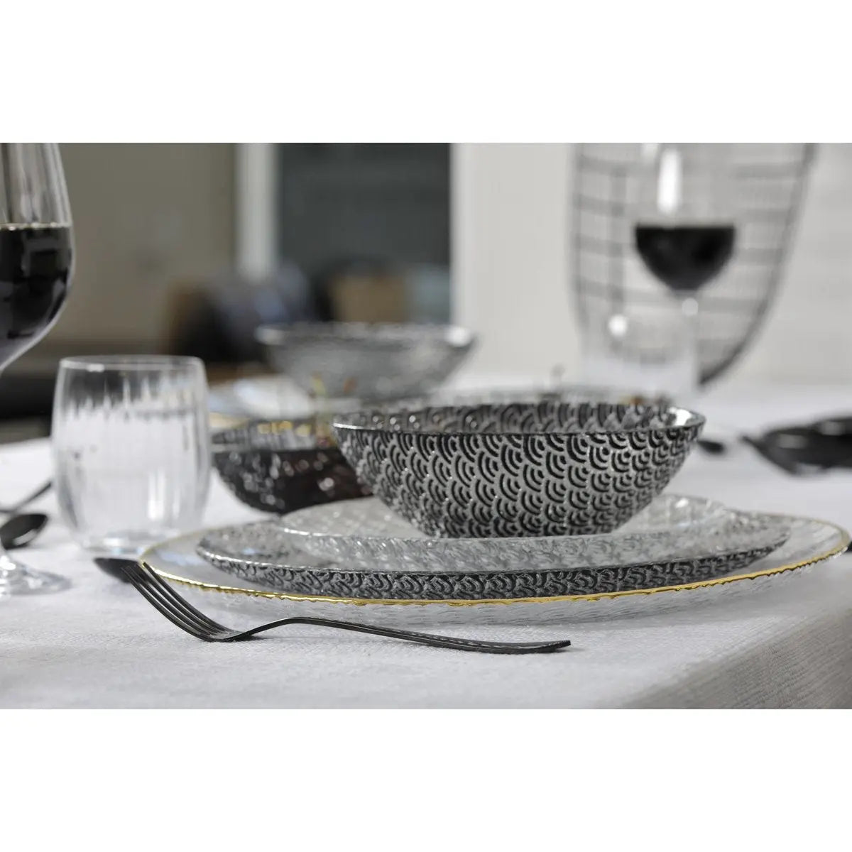 Ménagère 24 pièces noir brillant AULICA