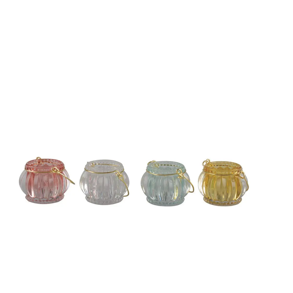 Mini bougeoir anse dorée - lot de  4 coloris assortis AULICA