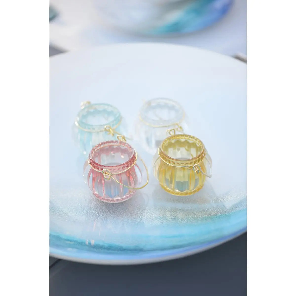 Mini bougeoir anse dorée - lot de  4 coloris assortis AULICA
