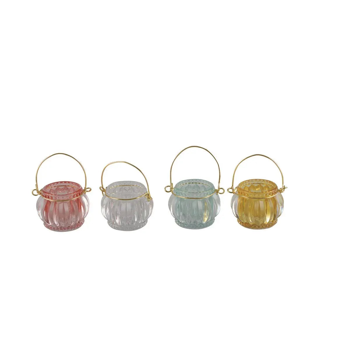 Mini bougeoir anse dorée - lot de  4 coloris assortis AULICA