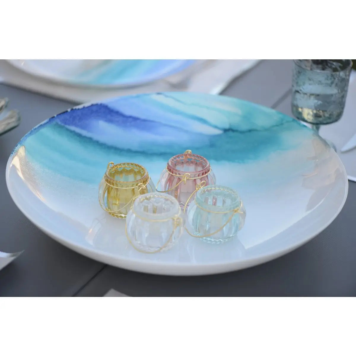 Mini bougeoir anse dorée - lot de  4 coloris assortis AULICA
