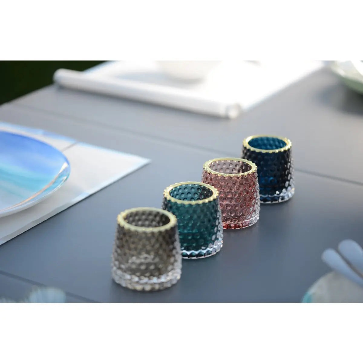 Mini bougeoir anse dorée - lot de  4 coloris assortis AULICA