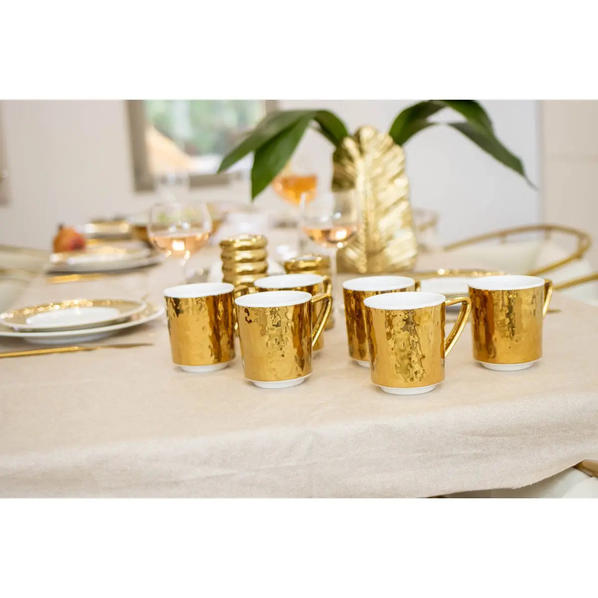 Mug blanc et doré en porcelaine 340ml AULICA