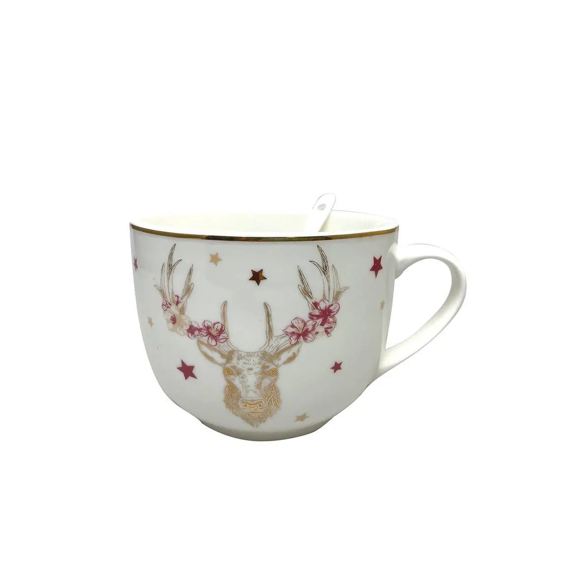 Mug cerf dore avec cuillère AULICA