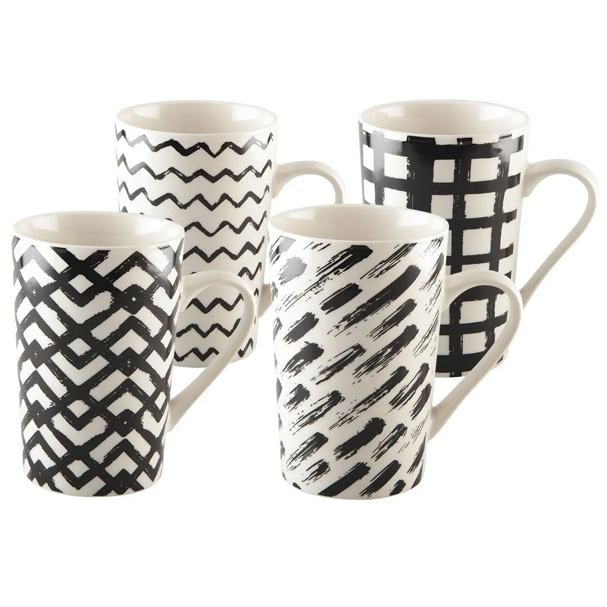 Mugs 450ml noir & blanc - lot de 4 AULICA