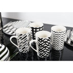 Mugs 450ml noir & blanc - lot de 4 AULICA