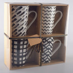 Mugs 450ml noir & blanc - lot de 4 AULICA