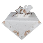Nappe 100x100 cm Lapin en Coton Blanc Marron Clayre & Eef.