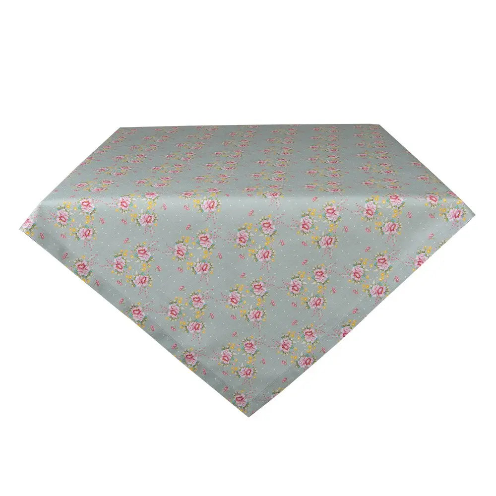 Nappe 100x100 cm Nappe Fleurs en Coton Vert Rose Clayre & Eef.