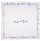 Nappe 100x100 cm Nappe Poisson en Coton Blanc Bleu Clayre & Eef.
