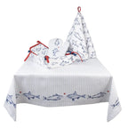 Nappe 100x100 cm Nappe Poisson en Coton Blanc Bleu Clayre & Eef.