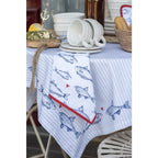 Nappe 100x100 cm Nappe Poisson en Coton Blanc Bleu Clayre & Eef.
