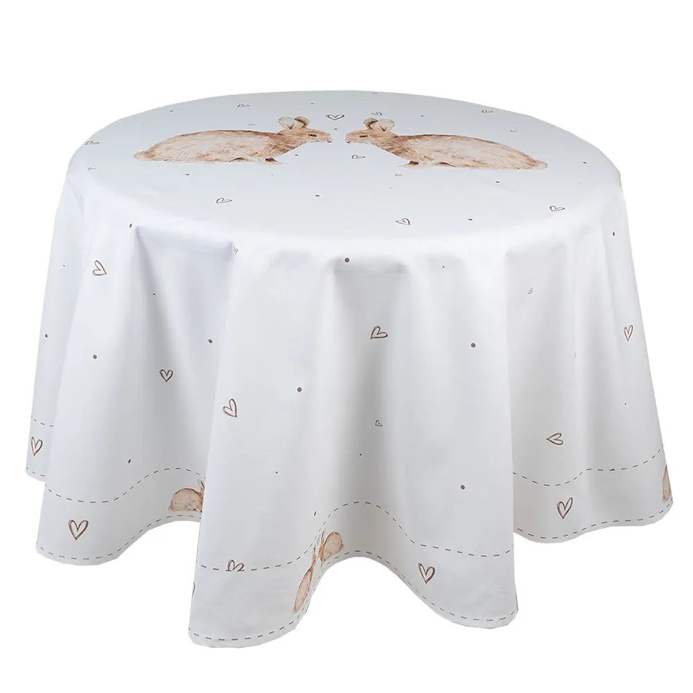 Nappe Ø 170 cm Nappe Lapin en Coton Blanc Marron Clayre & Eef.