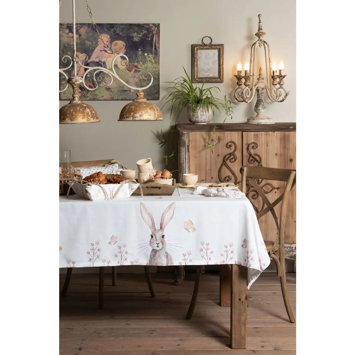Nappe de 100x100 cm Coton de coton marron blanc Clayre & Eef.