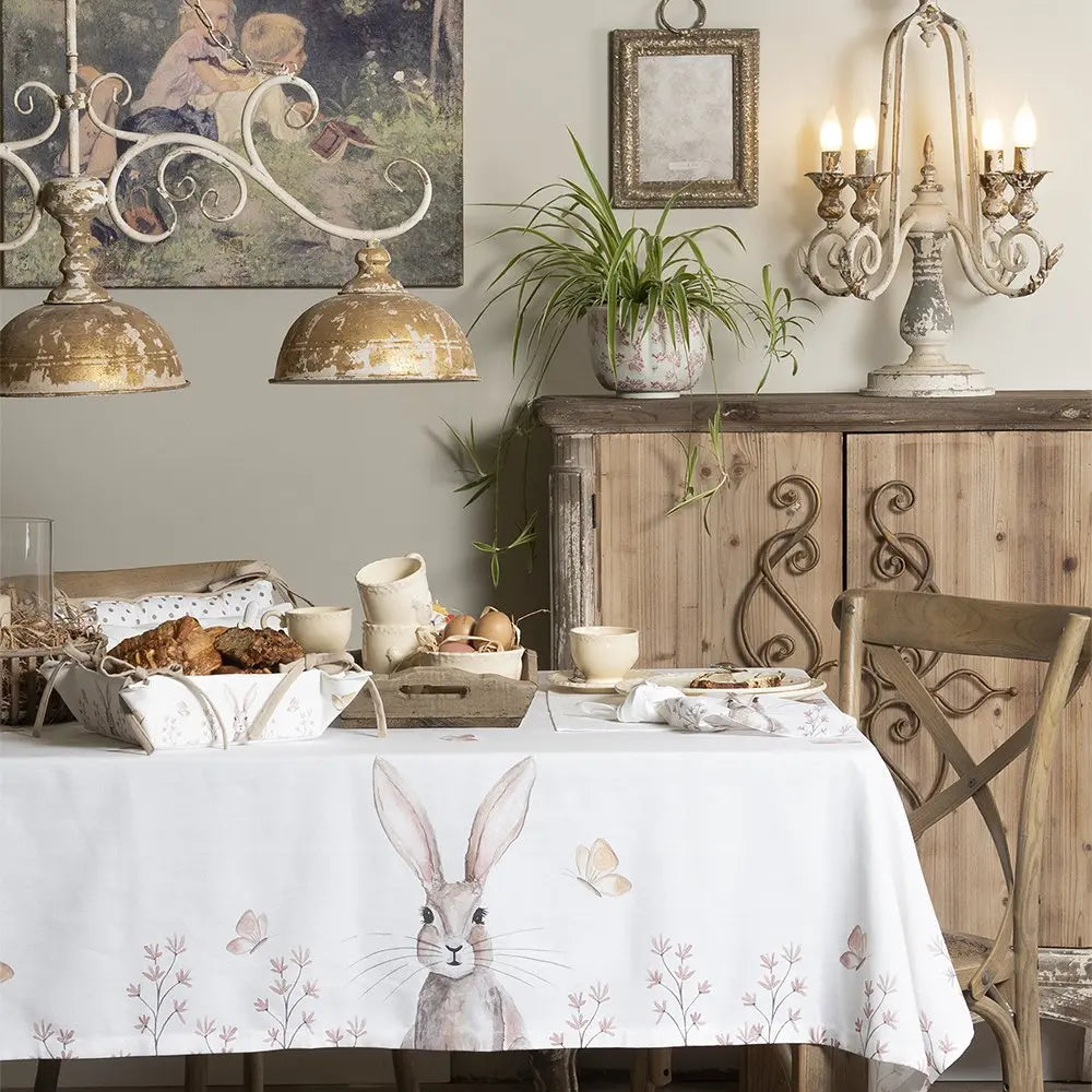 Nappes 150x250 cm nappe de lapin en coton brun blanc Clayre & Eef.