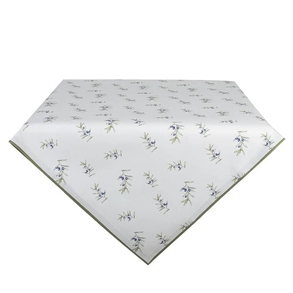 Nappes de 100x100 cm nappe d'olive en coton blanc Clayre & Eef.