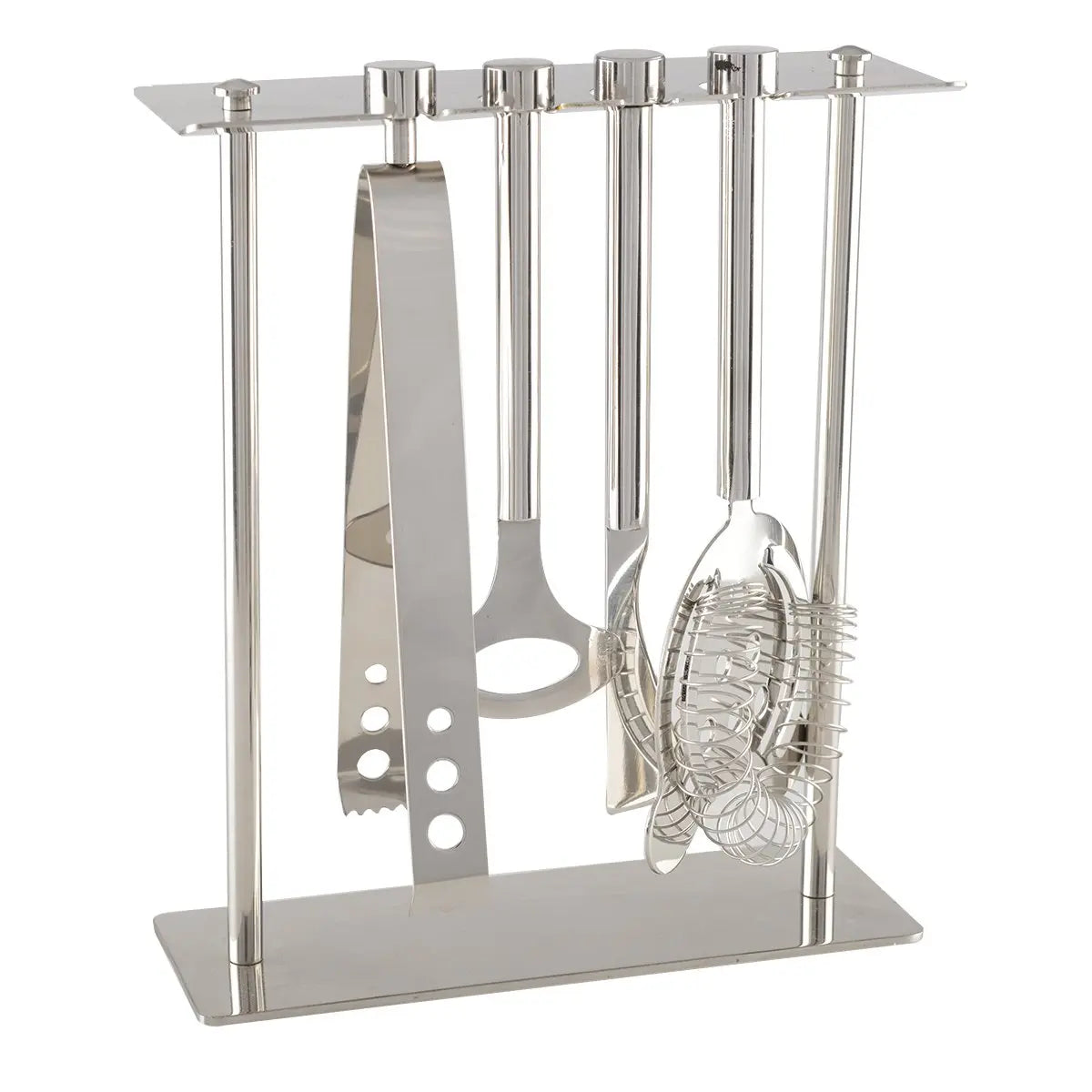 Outils de bar sur support 7 pièces coloris argent AULICA